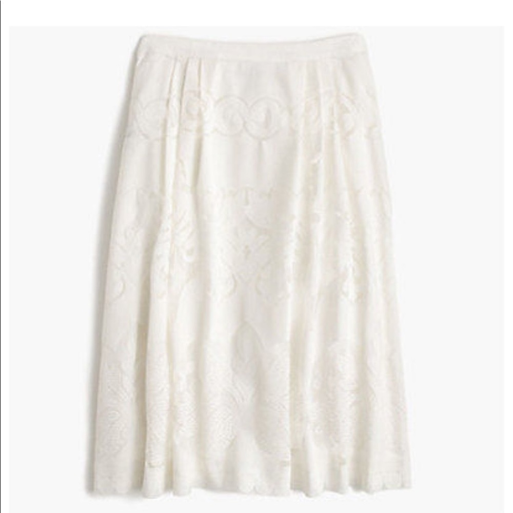 J Crew, Midi Skirt with Ornate Lace NWT